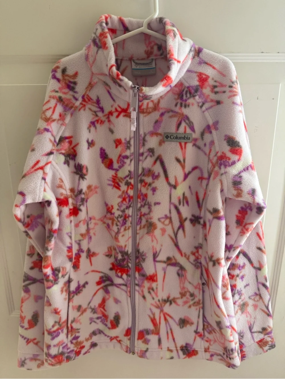 Columbia Pink Multicolor Floral Teddy Fleece Jacket